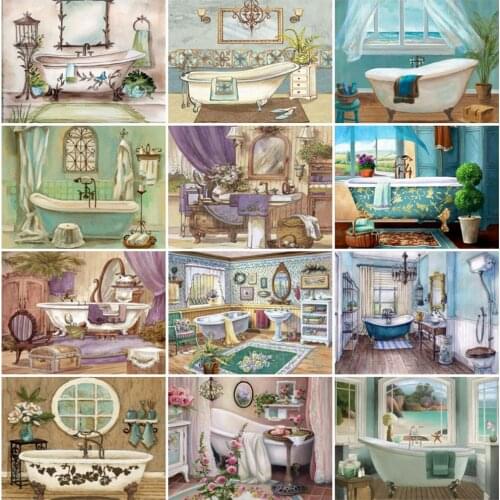 Religion 5D DIY Diamond Painting Bathroom Full Square/Round Drill Diamond Embroidery Cross Stitch Kits Mosaic Home Decor