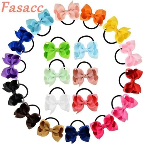 40pcs/lot FASACC Baby Hair Ties For Girls Scrunchie Tie Ribbon Bows Elastic Rubber Hair Bands Gum Wholesale Kids Hair Accessory