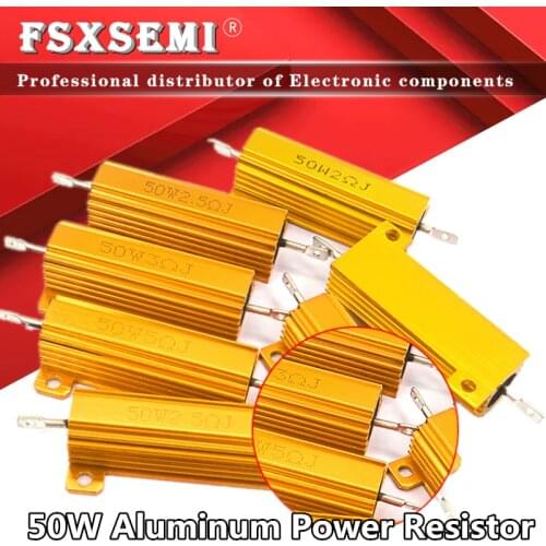 RX24 50W Aluminum Power Metal Shell Case Wirewound Resistor 0.01~150K 0.33 0.5 1 2 5 6 8 10 20 50 100 120 200 300 1K 5K 10K ohm