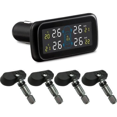 Ai CAR FUN Car TPMS Tire Pressure Monitoring System Sensors Cigarette Lighter USB Port Auto Security Alarm Systems Tire Pressure