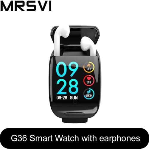 Sport Watch 1.3inch G36 Smart Watch With Bluetooth Earphone Heart Rate Monitor Smart Wristband Long Time Standby Wireless Earbud