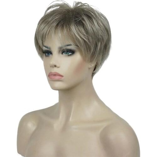 StrongBeauty Womens Wig Short Straight Natural Hai Synthetic Capless Wig Blonde/black 11Color