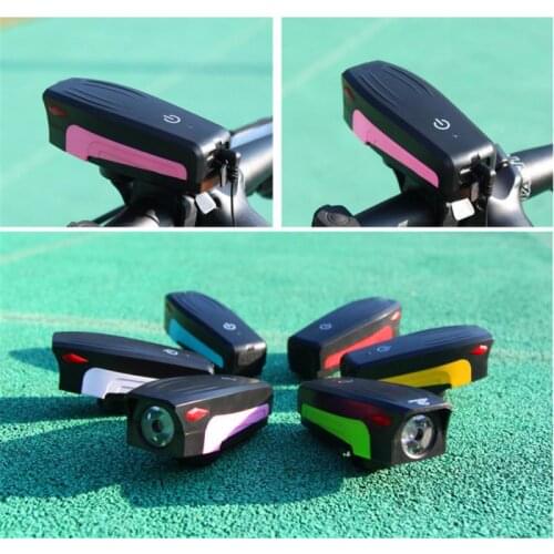 Bicycle light night riding strong light with horn USB charging waterproof flashlight Cycling Accessories light exposure flashes