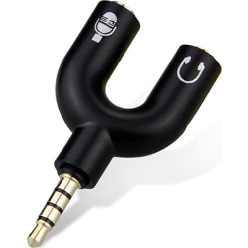 3.5mm Earphone U Type Adapter Double Jack Adapter Plug Stereo Headphone Splitter for PC/MP3 Smartphone Player Audio Cables