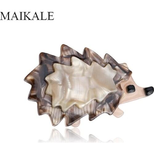 MAIKALE Fashion Acrylic Ainimal Brooches for Women Scarf Acetate Resin Hedgehog Brooch Pins Kids Accessories Cute Broche Gifts