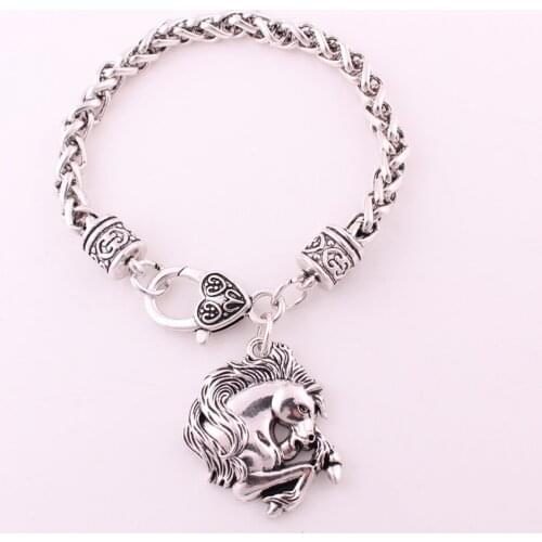 Women Men Jewelry Bangle Wheat Link Chain Running Horse Shape Fashion Style Simple Design Antique Silver Plated Dropshipping