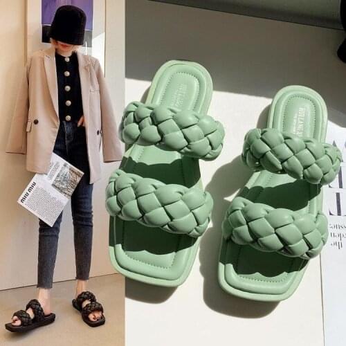 Women Sandals Double Braided leather Slippers Flat Bottom Sandals Women Beach Shoes Outdoor Travel Fashion 2021 chanclas mujer