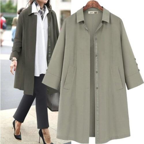 2020 New Autumn Women Trench Long Coat Single Breasted vintage plus size Casual LOOSE Solid Color Outerwear Women Clothes L-4XL