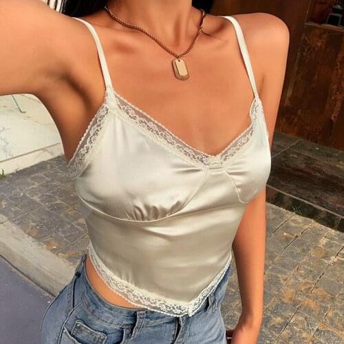 Autumn 2020 new silk strappy small vest sexy features lace sling bottom top woman