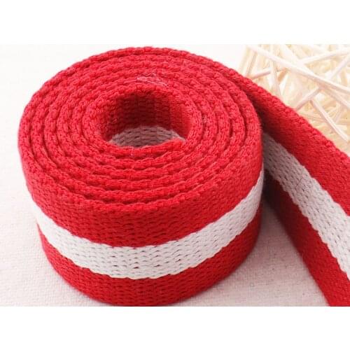 1.5" Red White Striped Cotton Webbing Heavy Weight Belt Bag Purse Canvas Handbag Handle Totes Tape Webbing Tote Straps 38mm