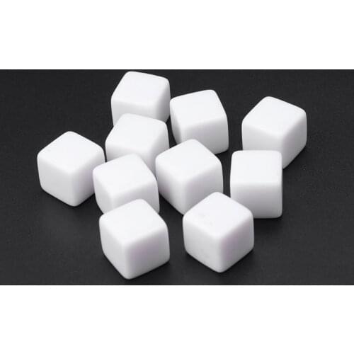 10pcs White Blank Dice Can Be Written 14mm Acrylic Blank Dice 6 Sided Party Family DIY Games Printing Kid Toys