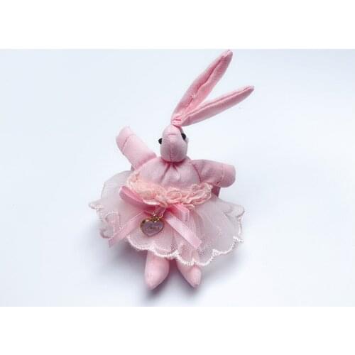 Boutique 10pcs Fashion Cute Pink Stuffed Rabbit Hairpins Solid Lace Skirt Bunny Hair Clips Princess Easter Hair Accessories