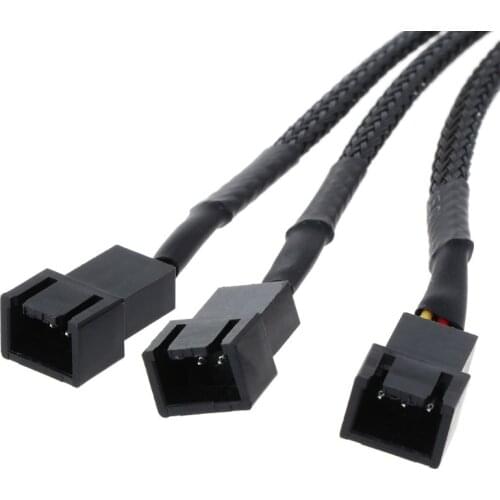 12V 30CM 3Pin Fan PWM 1 to 3 Way Power Supply Extension Cable Y Splitter Port Multiplier PC Computer Cooling 22AWG Wire