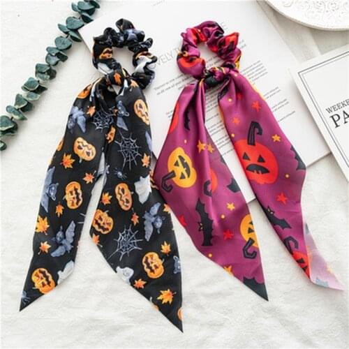 Bohemian Dot Floral Print Scrunchies Women Streamers Elastic Bow Hair Rope Hair band Girl Hair Ties Ring Hair Accessories Girls