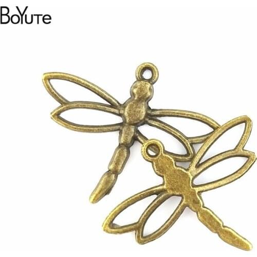BoYuTe (50 Pieces/Lot) 26*33MM Antique Bronze Plated Dragonfly Charms Pendants for Necklace Jewelry Making Diy Handmade Craft