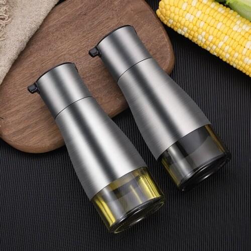 Stainless Steel Seasoning Bottle Vinegar Sauce Container Oil Dispenser Salad BBQ Glass Oil Sprayer Kitchen Baking Cooking Tools