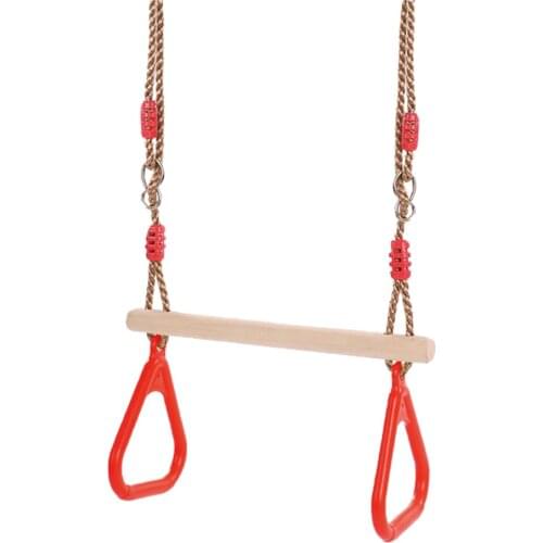 Kids Children Hand Rings Wooden Swing Toy Outdoor Sports Fitness Outdoor Swing Game Activity Family Yard Garden Wood Play Toys