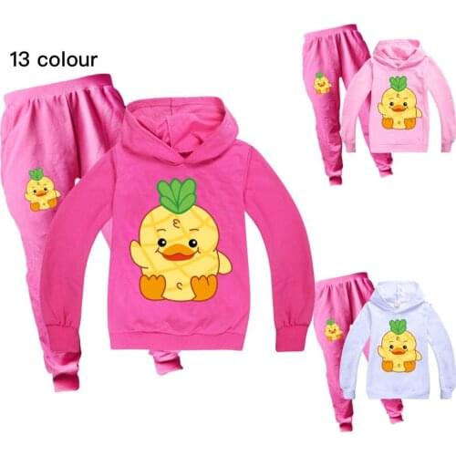 Toddler ChildrenClothing Set Spring Autumn Fashion Hoodies Tracksuit Pineapple Print Hooded T-Shirt Suit Kid Girl Sweatshirt