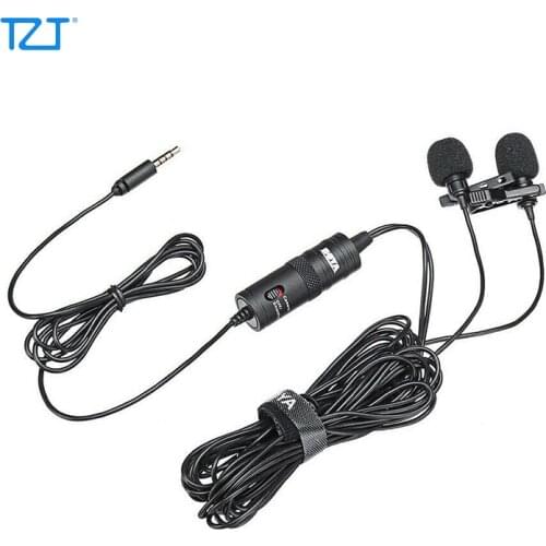 TZT BOYA BY-M1DM Dual Lavalier Microphone Omni-directional Mini Clip-on Lapel Microphon For Smartphone