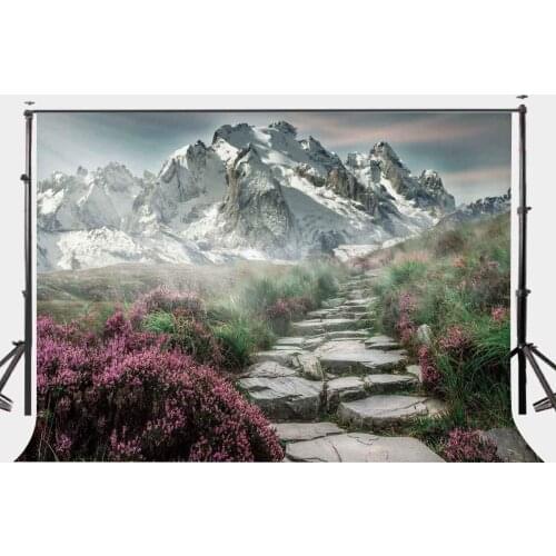7x5ft Natural Landscape Backdrop Snow Mountain View Backdrop Winding Mountain Road Photography Background