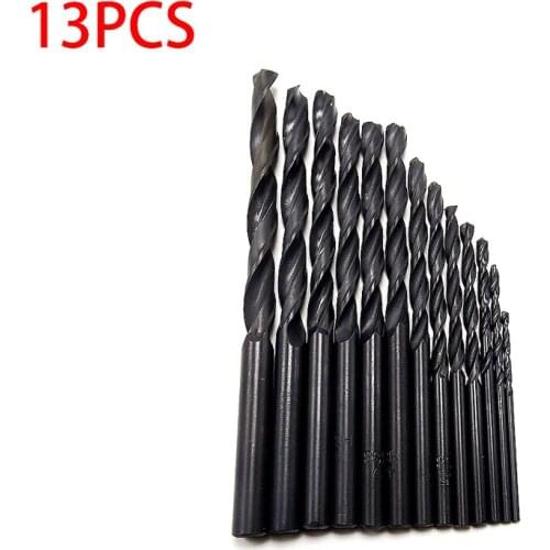 HOEN 13Pcs/Set 1.5mm-6.5mm Twist Drill Straight Shank HSS Titanium Coated Drill Bits Set Woodworking Electric Drilling Tools