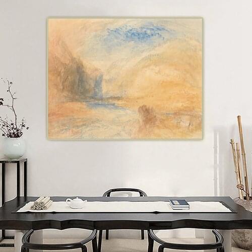 Holover Canvas Oil Painting William Turner"Mountain Landscape with Lake"Romanticism Artwork Wall Art Aesthetic Home Decoration