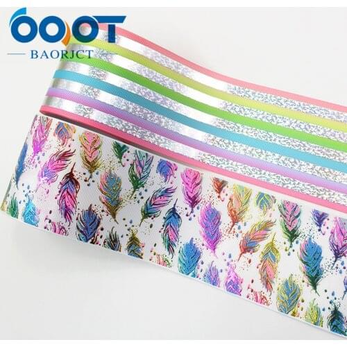I-191107-2468,3‘’ 75mm,2yards Colorful cartoon hot gold hot silver Ribbons Thermal transfer Printed grosgrain Wedding decoration