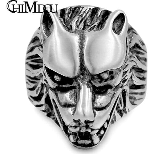 Stainless steel king of wolf rings silver color animal jewelry for Dad gift, WR999