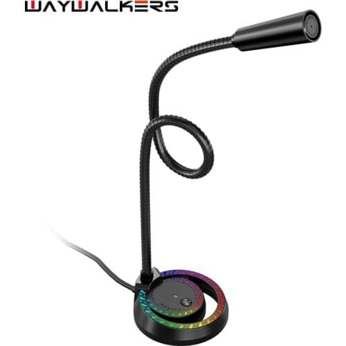 Computer USB Gaming Microphone RGB Base HD Sound Card Free Drive Noise Reduction For Recording YouTube Live Broadcast Streaming