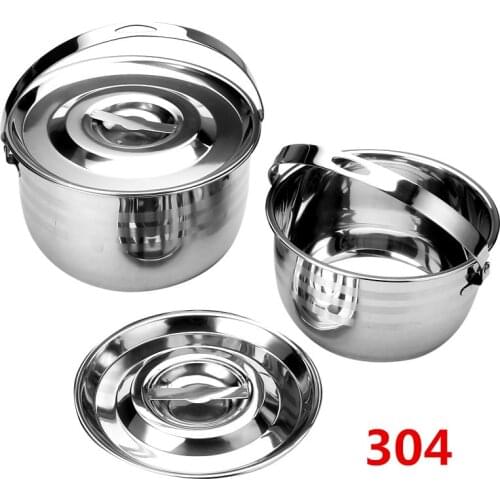 304 stainless steel basin lid soup cooking pot oil seasoning pan cylinder barrel egg bowl stewed pot milk salt storage bottle