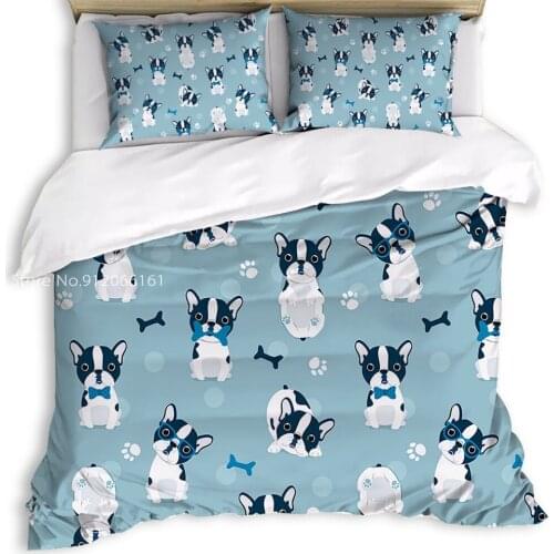 3D Printed Cartoon Cats And Dogs Summer Kawaii Bedding Set Duvet Cover Pillowcases Bedlinen Comforter Cover for Children