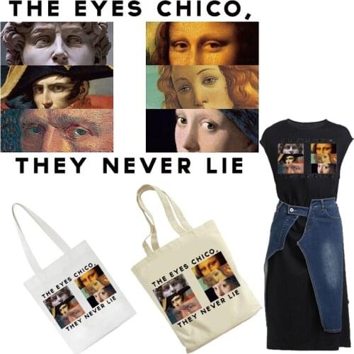 Mona Lisa Eye Patches Art Thermal Stickers on Clothes Fabric Iron-on Transfers for Clothing Thermoadhesive Patch Diy Applique