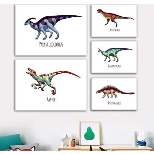 Raptor T-Rex Dinosaur Stegosaurus Wall Art Canvas Painting Nordic Posters And Prints Nursery Wall Pictures Baby Kids Room Decor