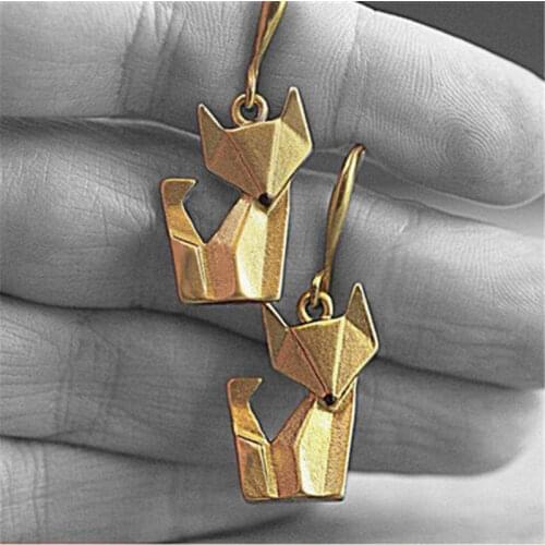 2020 New Origami Fox Dangle Earrings Women Engagement Wedding Accessories Fashion Drop Earring for Female Jewelry Dropshipping