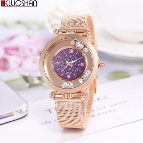 New Style Luxury Women Watches Mesh Ladies Clock Magnet Buckle Starry Diamond Geometric Surface Fashion Casual Quartz Wristwatch
