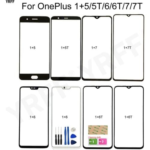 Front Glass Touth Panel For OnePlus 7T 7 6T 6 5T 5 (No Touch Screen) Outer Glass Cover 1+7T 1+6T Repair Assembly Parts