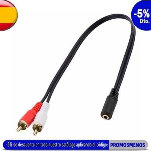 3.5mm to 2 RCA Cable Adapter Stereo Aux Female Mini Jack to 2 Phono Male Audio Lead Y Splitter for TV Mixer Amplifier