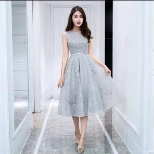 Silver Evening Dress Tank Special Occasion Party Dress robe soiree Islamic Dubai Kaftan Saudi Arabic Evening Gown