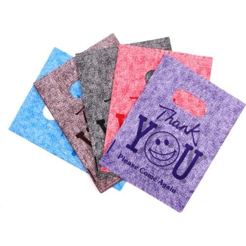 Wholesale Gift Bags 100pcs/lot Brown Plastic Handle Bag With "Thank You" Printing Boutique Jewelry Gift Clothes Toys Packaging