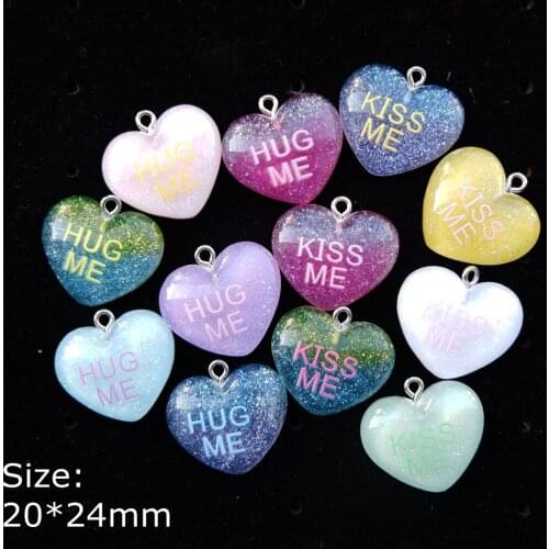 Hug me Kiss me Heart Charms Pendants for decoration bracelets necklace earring key chain Jewelry Making