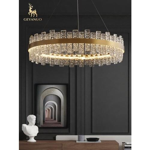 Postmodern light luxury chandelier crystal ice cube glass living room dining room lamp atmospheric luxury villa bedroom lamp