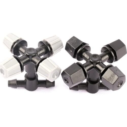 5set NuoNuoWell 2 Type Cross Misting Sprinklers With 4/7mm hose Tee Connector Garden Drip Irrigation Four Ways Spray Emitters