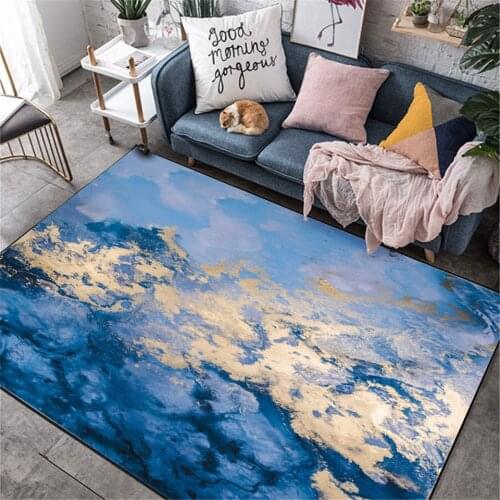 Nordic Blue Sea Water Oil Painting Rugs For Bedroom Nordic Style Room Decoration Bathroom Carpet Anti-slip Chair Mat Kitchen Rug