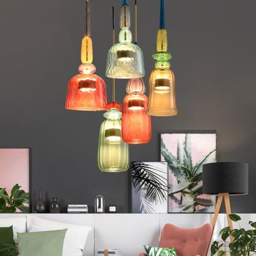 Nordic LED Glass Pendant Light Dining Room Decoration Pendant Lamp Home Decorative Hanglamp Living Room Indoor Light Fixture