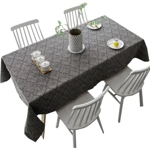Nordic Style Western Style Cotton and Linen Tablecloth Bohemian Black Rectangular Simple Modern Coffee Table Cushion Clothing