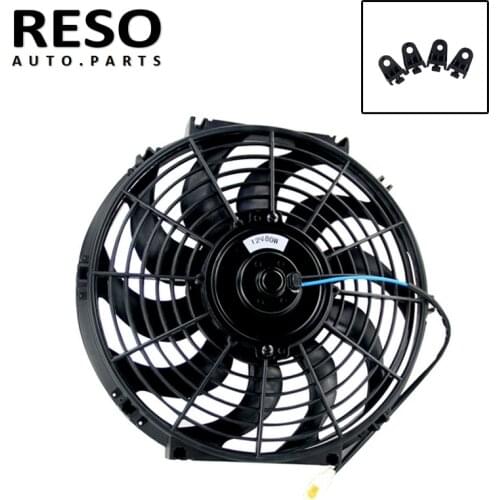 Black 10 12 14 Inch 12V 80W Electric Universal Auto Cooling Radiator Fan Mounting Kit with Slim Reversible Blade Fan
