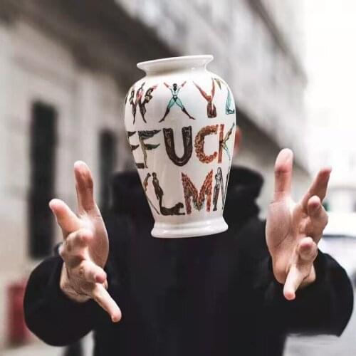 Human Body Pose Combined Letters Vase Floral Plant Pot Living Room Decor Creative Illustration Flower Arrangement Ceramic Craft