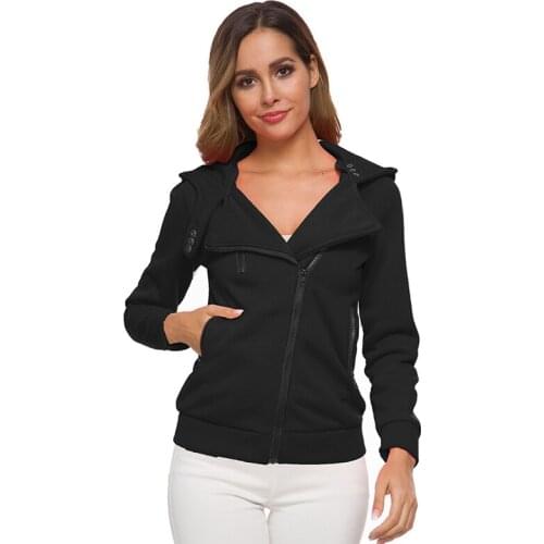 Women Spring Winter Plus Size 3XL Sudaderas Para Mujer Sweatshirt Turn Down Collar Zipper Hoodie Jacket Coat Outwear
