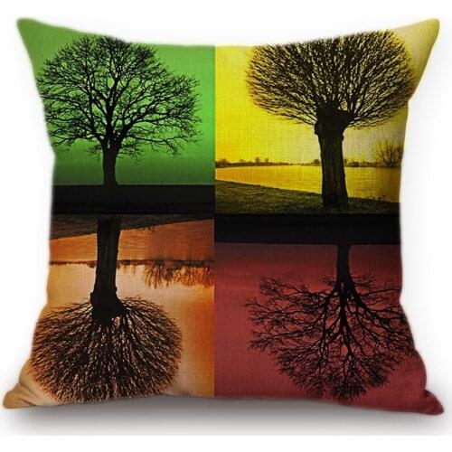 Modern Decorative Art Autumn Tree Reflection Sofa Pillow Cover Beauty of Nature Tree Dusk Decoration Outdoor Cushion Cover Case