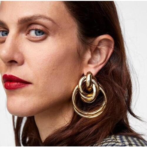 New ZARAS creative jewelry high-grade elegant crystal earrings round Gold and silver earrings wedding party earrings for woman